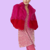 Faux Fur Two Tone Cropped Coat