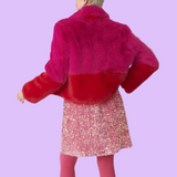 Faux Fur Two Tone Cropped Coat