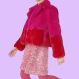 Faux Fur Two Tone Cropped Coat