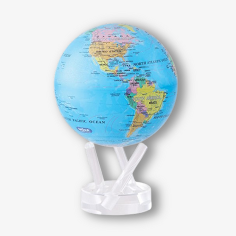 Blue Relief Map World Move Globe 4.5 - 1 Each