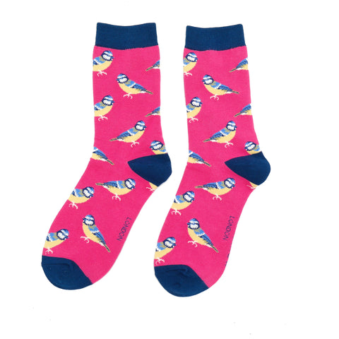 Miss Sparrow Bluetits Socks Hot Pink