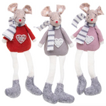 Winter Heart Mice with Dangly Legs